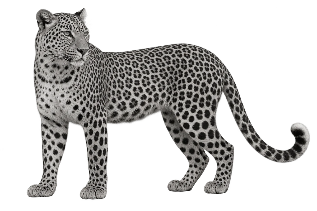 Leopardo, figura intera monocromatica generata