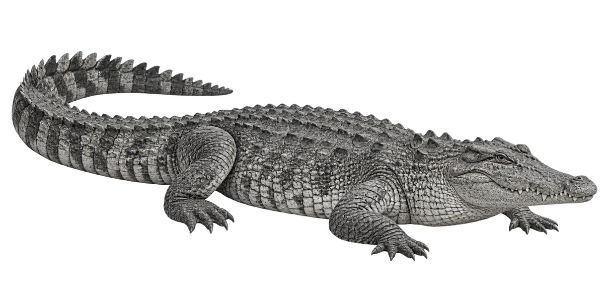 Crocodile, generated monochrome full figure