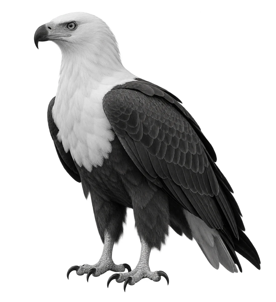 African fish eagle, monochrome full length generated