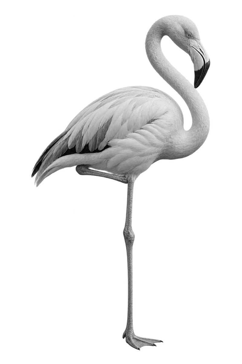 Greater flamingo, monochrome full figure generated