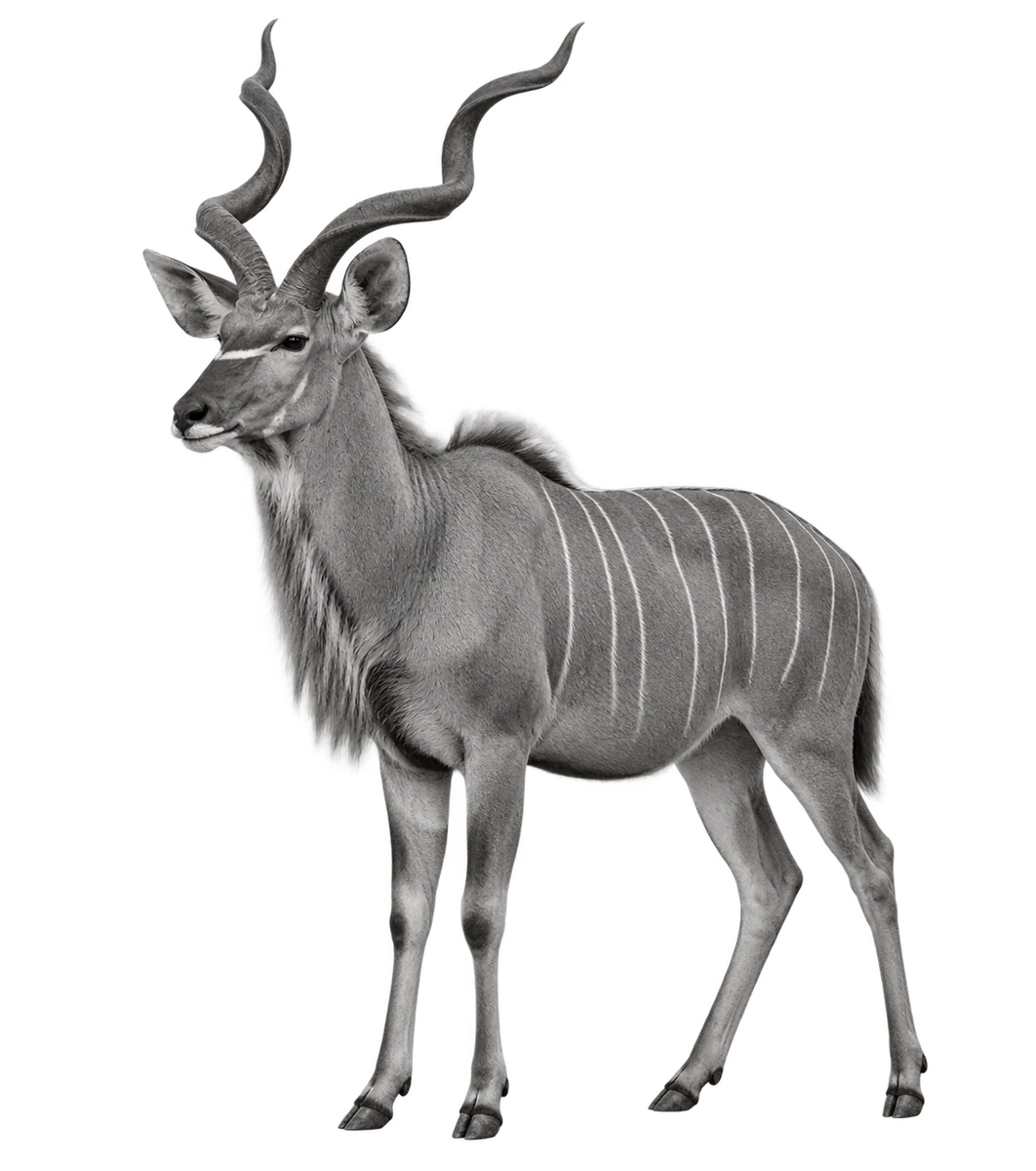 Kudu, generated monochrome full figure