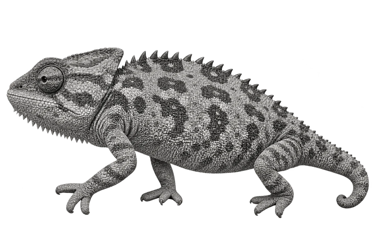 Namaqua chameleon, monochrome full length generated