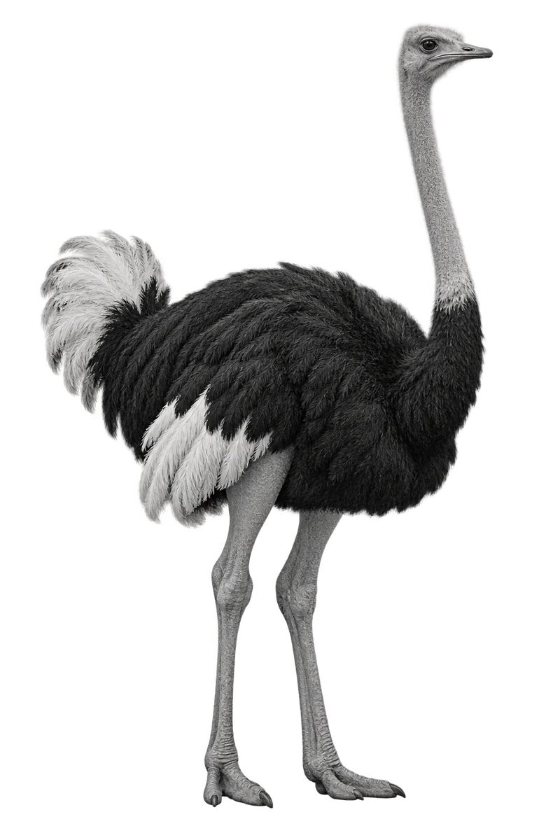 Ostrich, generated monochrome full figure
