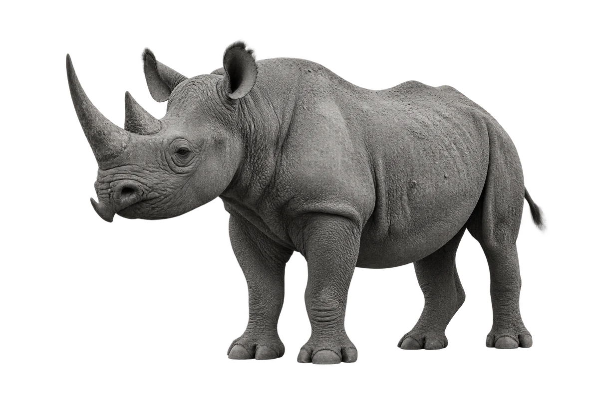 Black rhino, monochrome full figure generated