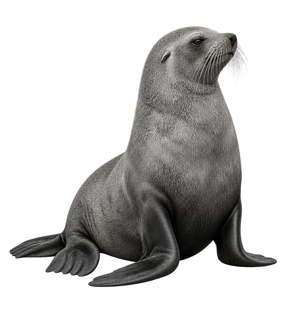 Cape fur seal, monochrome full figure generated