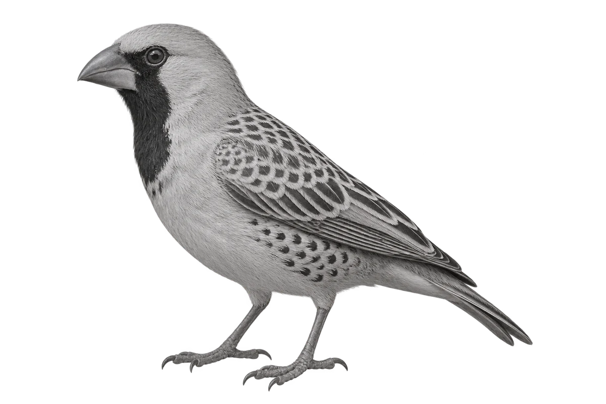 Social weaver, generated monochrome full figure