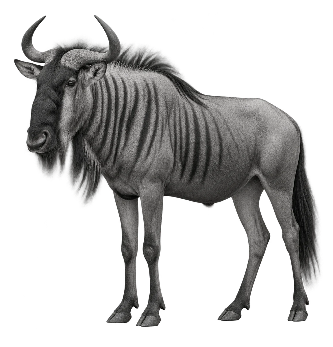 Blue wildebeest, monochrome full figure generated