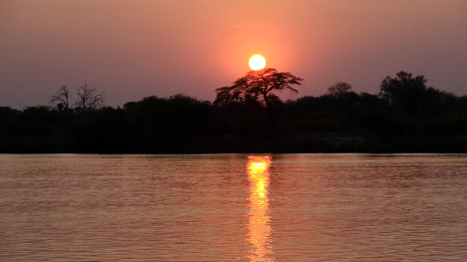 Okavango / Sonnenuntergang in Bwabwata