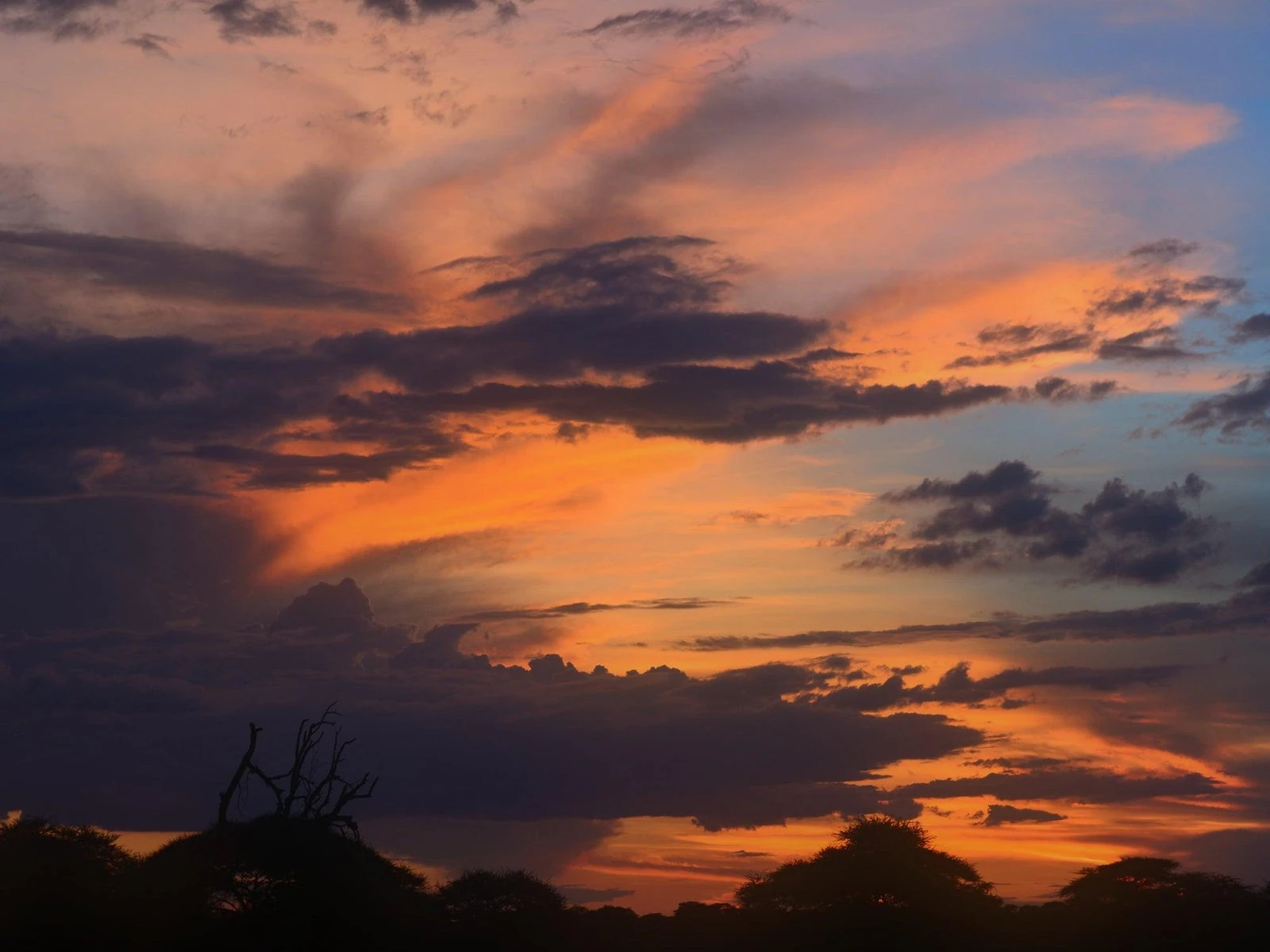 Der Sonnenuntergang erleuchtet den namibischen Himmel