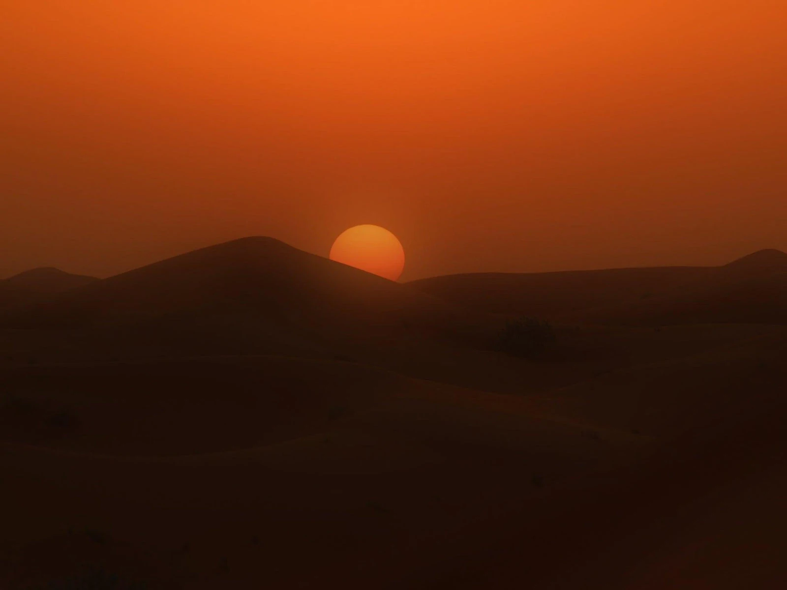 The setting sun in the Namib dunes