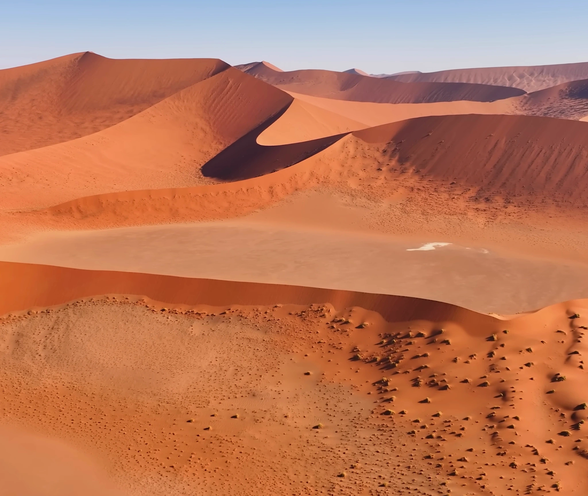 Creste e ombre sulle dune rosse del Namib