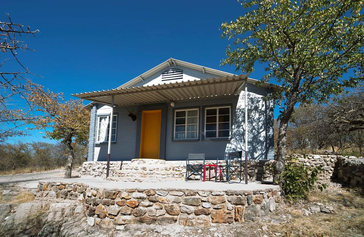 An Etosha Safari Camp chalet in the landscape